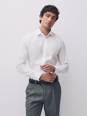 White/Black Cotton Stretch Long Sleeve Single Cuff Smart Shirts 2 Pack - Image 8 of 11