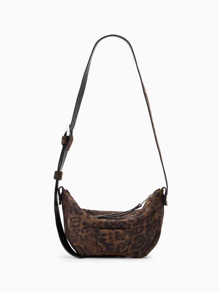 AllSaints Brown Madea Leopard Print Cross-Body Bag - Image 1 of 6