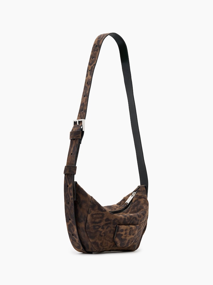 AllSaints Brown Madea Leopard Print Cross-Body Bag - Image 3 of 6