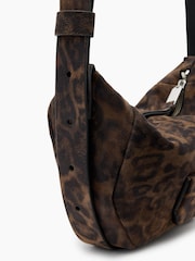 AllSaints Brown Madea Leopard Print Cross-Body Bag - Image 4 of 6