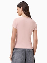 AllSaints Pink Slim Fit Stevie Short Sleeve T-Shirt - Image 7 of 8