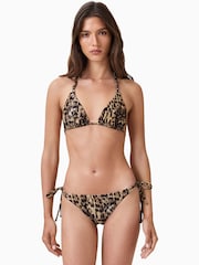 AllSaints Brown Saph Leopard Print Bikini Bottoms - Image 4 of 7