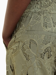 AllSaints Green Straight Fit Charli Embroidered Trousers - Image 5 of 8