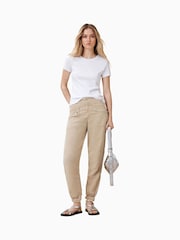 AllSaints Brown Val High Rise Cargo Linen Blend Trousers - Image 1 of 9