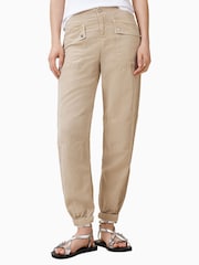 AllSaints Brown Val High Rise Cargo Linen Blend Trousers - Image 2 of 9