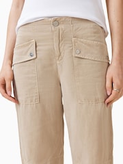 AllSaints Brown Val High Rise Cargo Linen Blend Trousers - Image 3 of 9