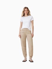 AllSaints Brown Val High Rise Cargo Linen Blend Trousers - Image 4 of 9