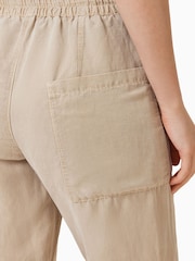 AllSaints Brown Val High Rise Cargo Linen Blend Trousers - Image 5 of 9