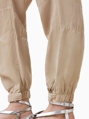 AllSaints Brown Val High Rise Cargo Linen Blend Trousers - Image 6 of 9
