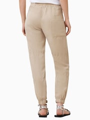 AllSaints Brown Val High Rise Cargo Linen Blend Trousers - Image 7 of 9