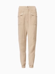 AllSaints Brown Val High Rise Cargo Linen Blend Trousers - Image 9 of 9