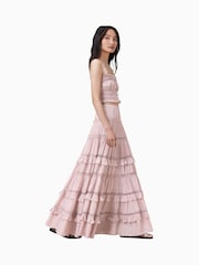 AllSaints Pink Talia Tiered Maxi Skirt - Image 4 of 9