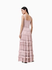 AllSaints Pink Talia Tiered Maxi Skirt - Image 8 of 9