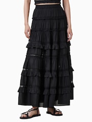 Черный - AllSaints Talia Tiered Maxi Skirt - Изображение 2 из 9