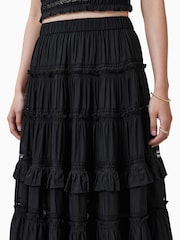 Черный - AllSaints Talia Tiered Maxi Skirt - Изображение 3 из 9