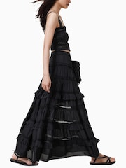 Черный - AllSaints Talia Tiered Maxi Skirt - Изображение 5 из 9