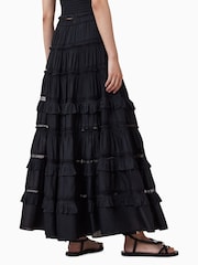 Черный - AllSaints Talia Tiered Maxi Skirt - Изображение 7 из 9