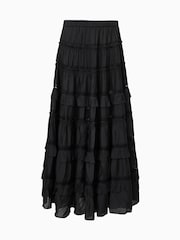 Черный - AllSaints Talia Tiered Maxi Skirt - Изображение 9 из 9