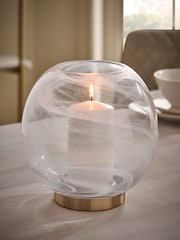 White Alabaster Glass Candle Holder Hurricane - Image 2 of 4