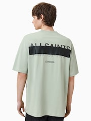 AllSaints Green Oversized Redact Embroidered Logo T-Shirt - Image 6 of 7