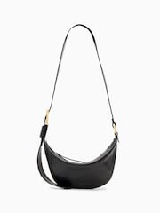 AllSaints Black Luna Leather Cross-Body Bag - Image 1 of 7