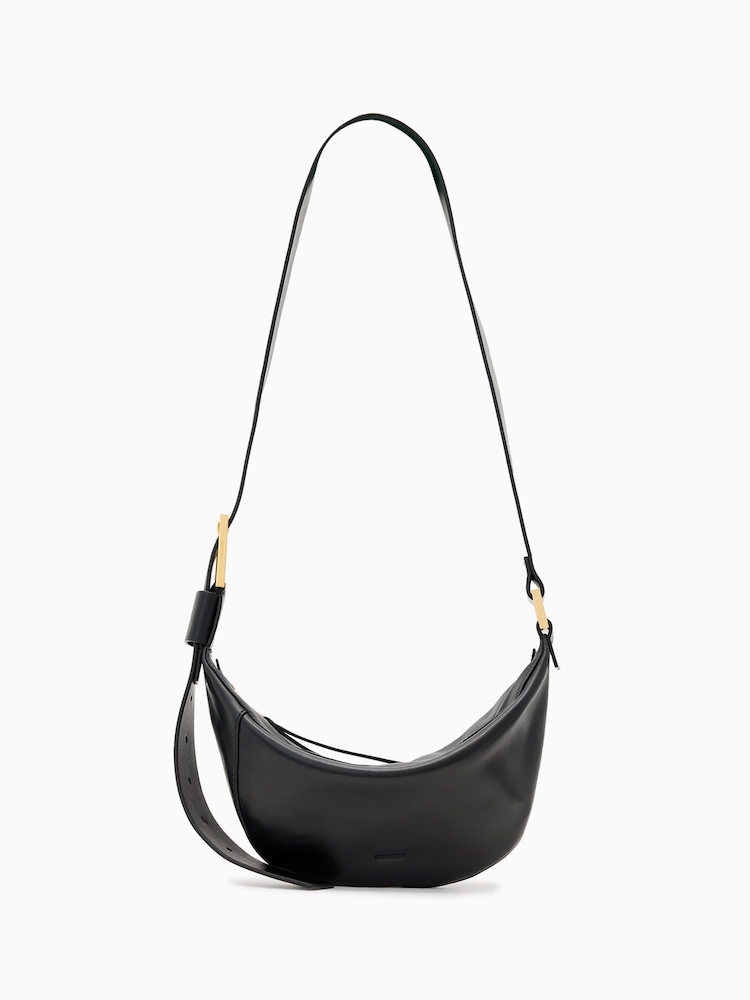 AllSaints Black Luna Leather Cross-Body Bag - Image 1 of 7