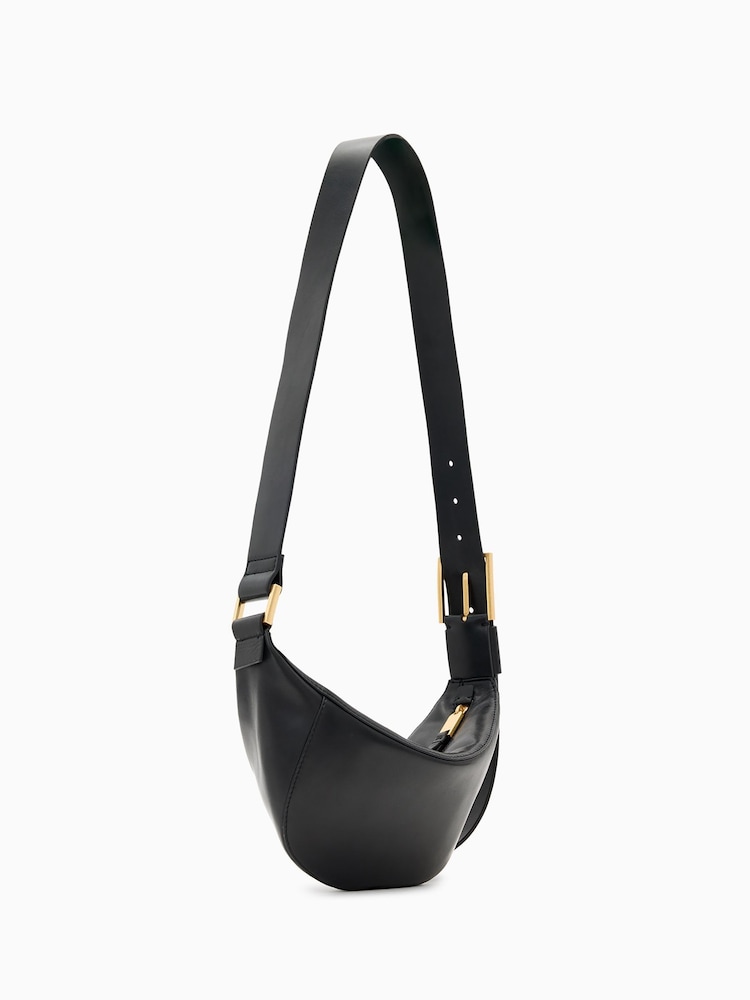 AllSaints Black Luna Leather Cross-Body Bag - Image 2 of 7