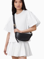 AllSaints Black Luna Leather Cross-Body Bag - Image 5 of 7