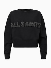 AllSaints Black Pearl Separo Sequin Cropped Sweatshirt - Image 5 of 6