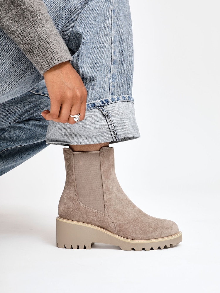 Linzi Taupe Attend Chelsea Wedge Boots - Image 1 of 5 Linzi Taupe Attend Chelsea Wedge Boots - Image 1 of 5