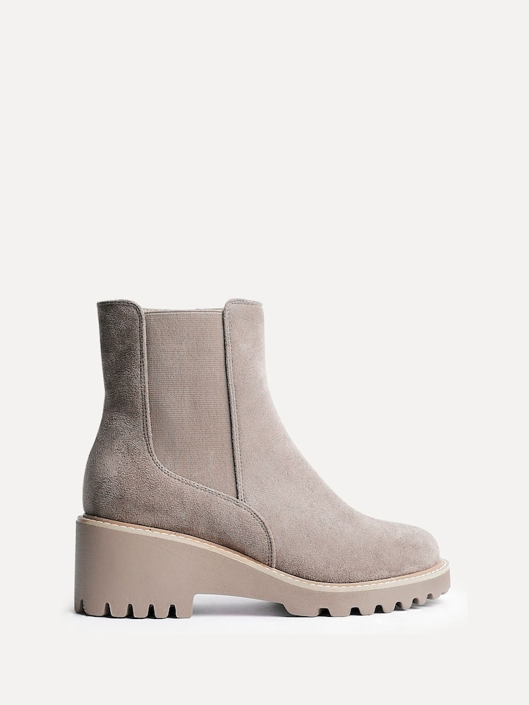Linzi Taupe Attend Chelsea Wedge Boots - Image 2 of 5 Linzi Taupe Attend Chelsea Wedge Boots - Image 2 of 5