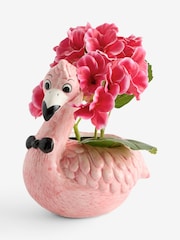Pink Artificial Fuschia Flower in Ceramic Flamingo Pot - Image 3 of 3