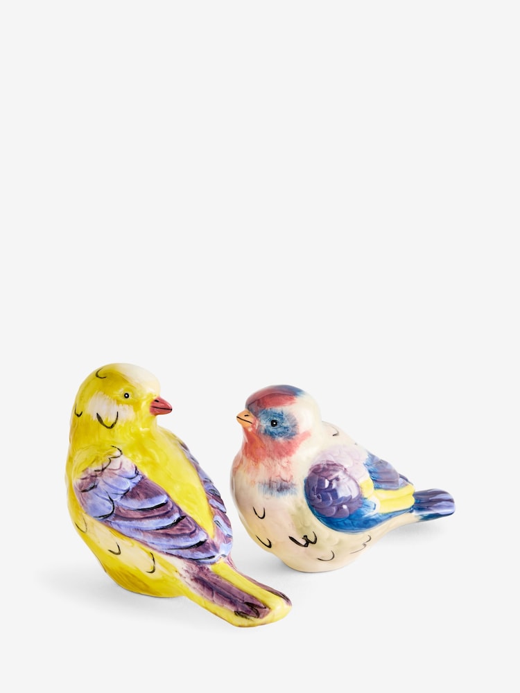 Set of 2 Multicolour Ceramic Hand Painted Bird Ornaments - Image 1 of 1