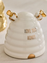 White/Gold Ceramic Beehive Slogan Ornament - Image 2 of 3