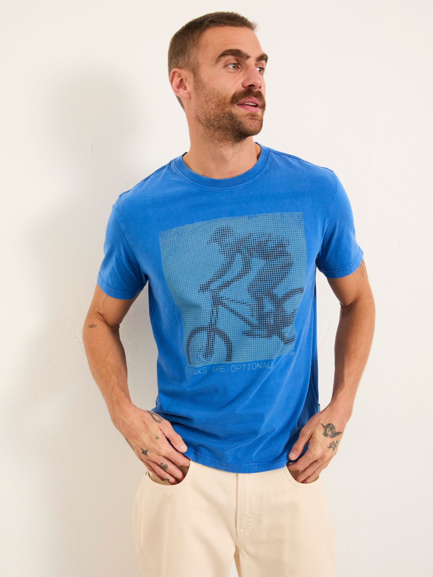 Fat Face Men's T-Shirt - Cobalt Blue - Cotton