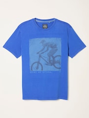 FatFace Cobalt Blue Bike Square Graphic T-Shirt - Image 6 of 7