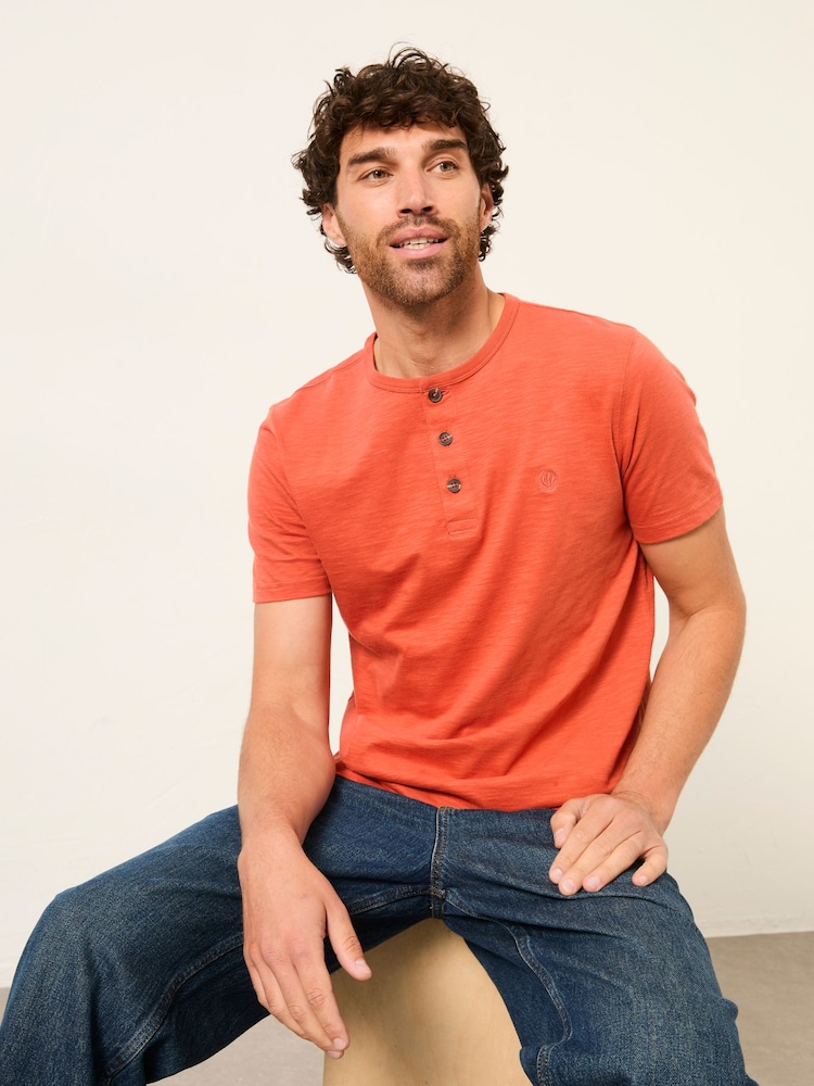 FatFace Henley Terracotta Woodside Slub Tshirt - Image 1 of 6 FatFace Henley Terracotta Woodside Slub Tshirt - Image 1 of 6