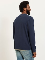 FatFace Wells Navy Long Sleeve Texture Henley - Image 2 of 6