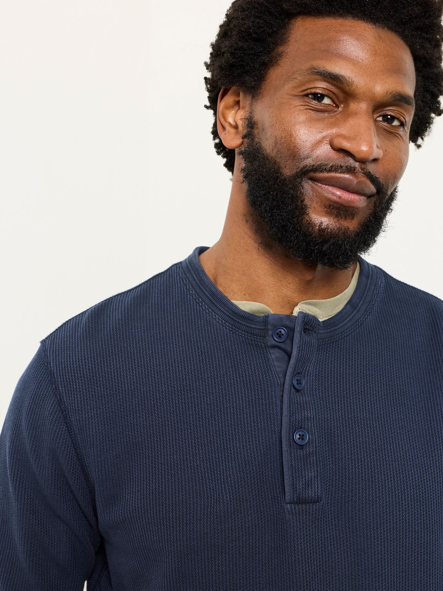 Buy FatFace Wells Navy Long Sleeve Texture Henley from Next USA