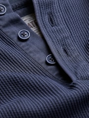 FatFace Wells Navy Long Sleeve Texture Henley - Image 5 of 6