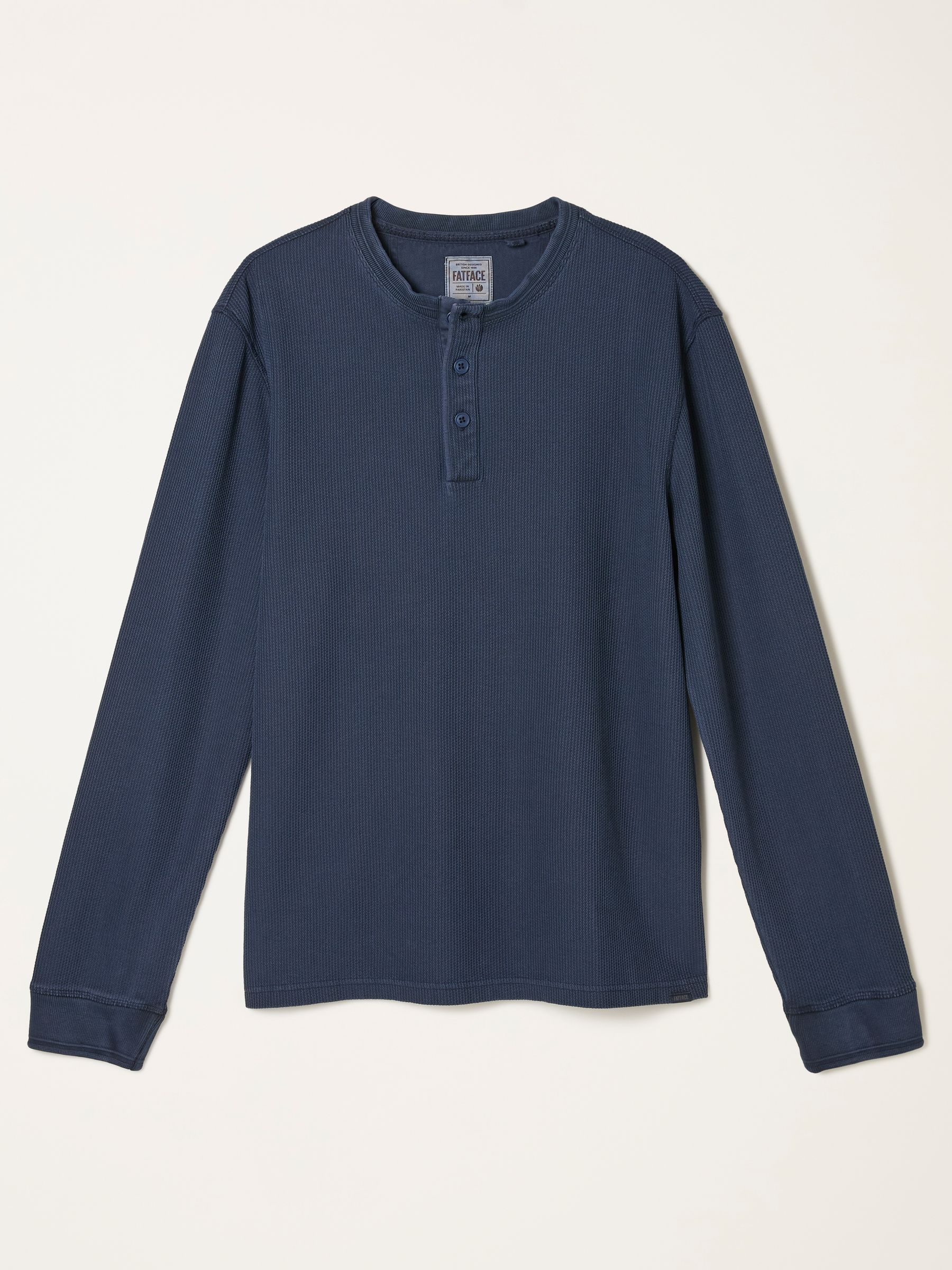 Buy FatFace Wells Navy Long Sleeve Texture Henley from the Next UK