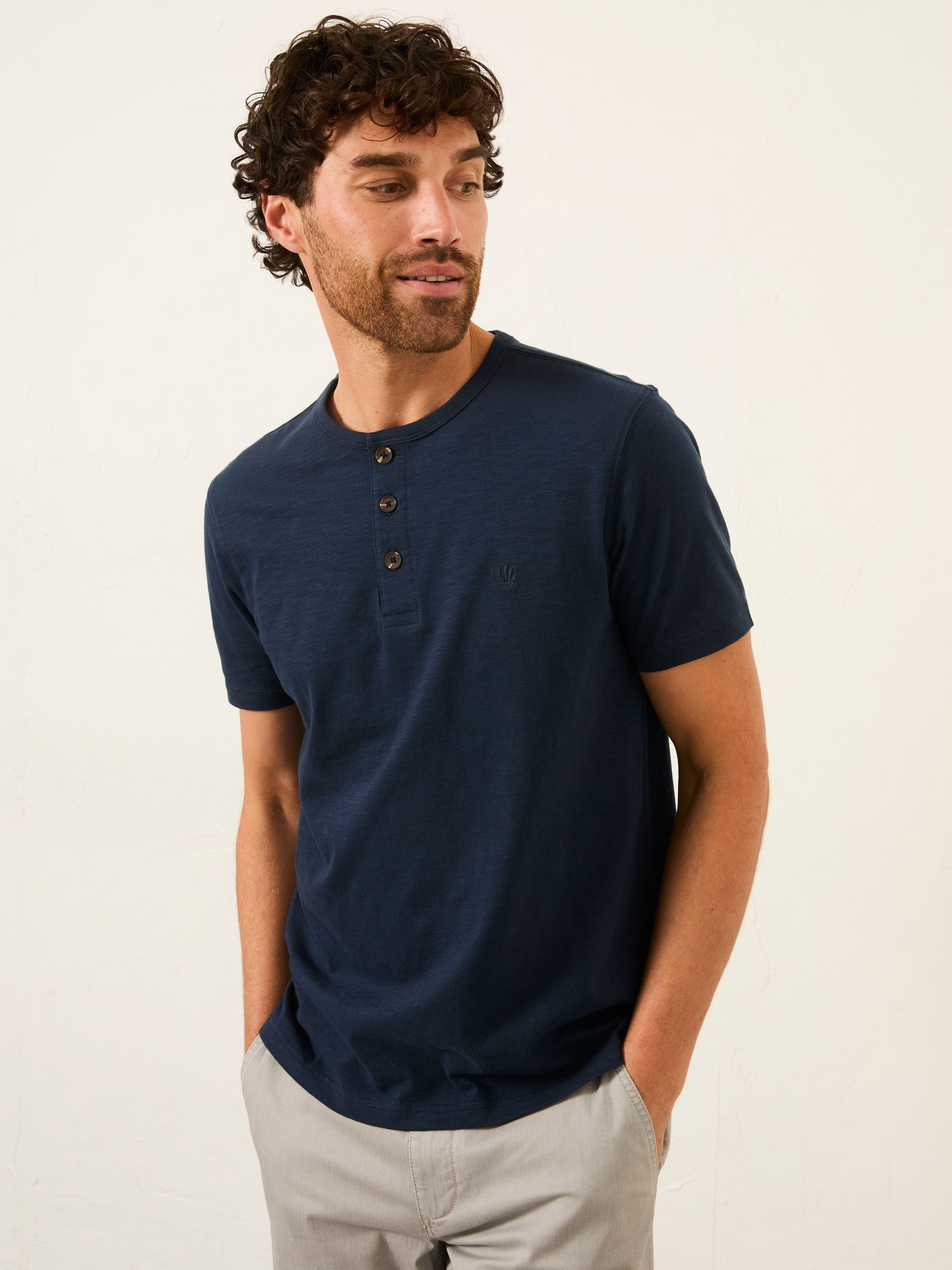 Buy FatFace Henley Navy Woodside Henley T-Shirt from Next Norway