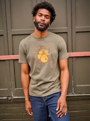 FatFace Khaki Green Bleat It Graphic T-Shirt - Image 1 of 8