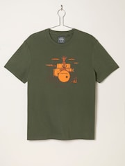 FatFace Khaki Green Bleat It Graphic T-Shirt - Image 7 of 8