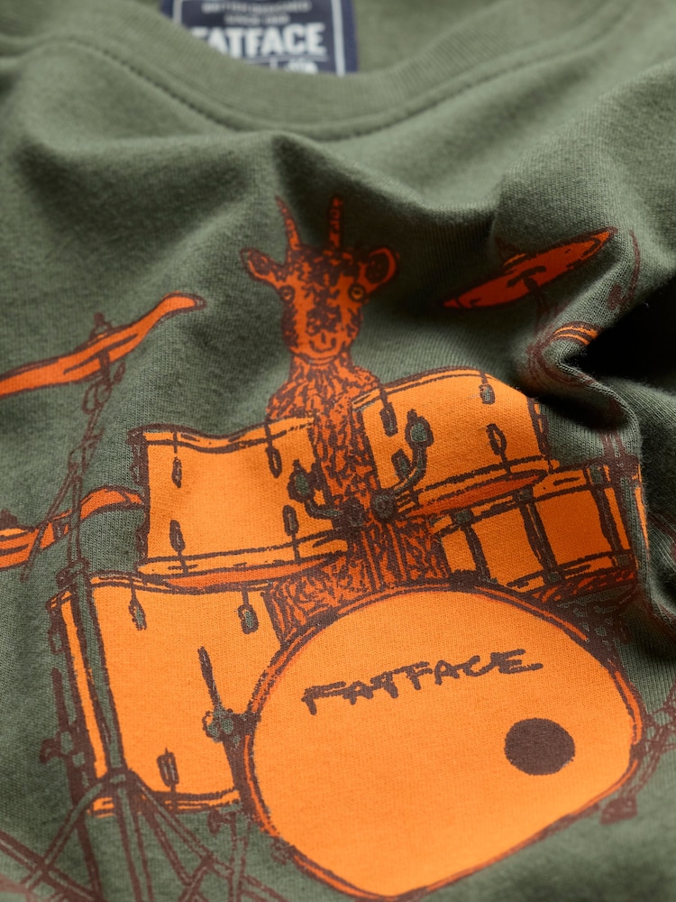 FatFace Khaki Green Bleat It Graphic T-Shirt - Image 8 of 8