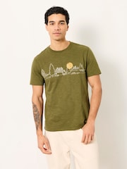 FatFace Khaki Green VW Scenic Route Graphic Tshirt - Image 6 of 7