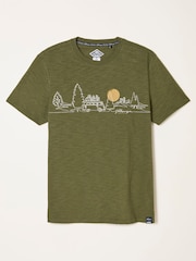 FatFace Khaki Green VW Scenic Route Graphic Tshirt - Image 7 of 7