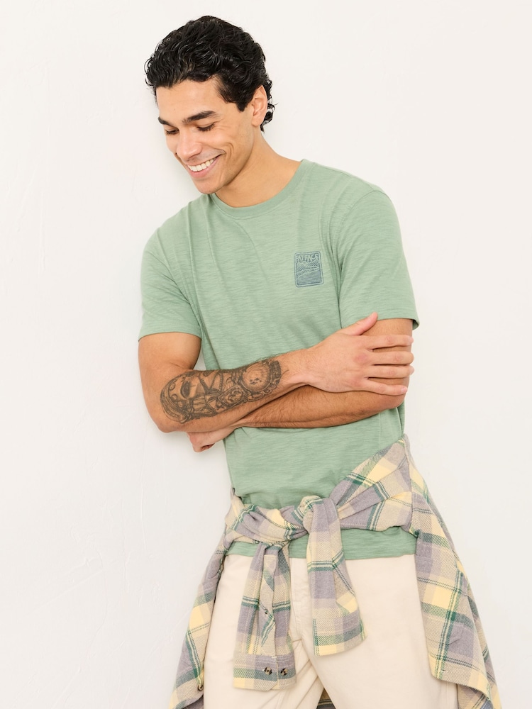 FatFace Sage Green Stamp Graphic T-Shirt - Image 1 of 6