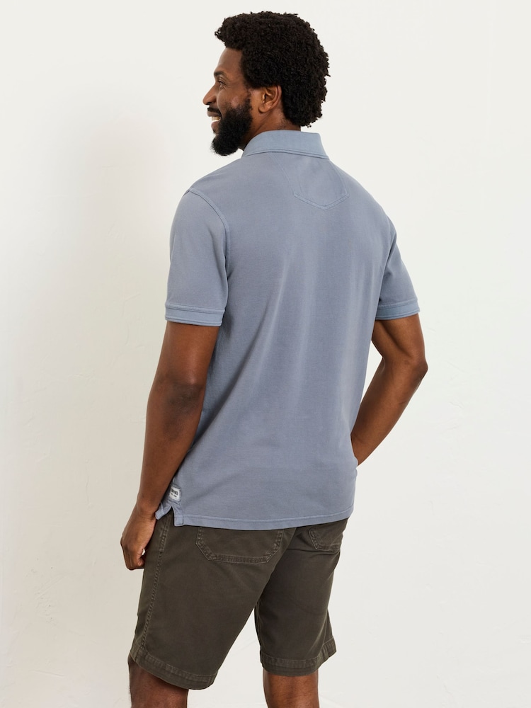 FatFace Blue Denim Short Sleeve Pique Polo - Image 2 of 5 FatFace Blue Denim Short Sleeve Pique Polo - Image 2 of 5