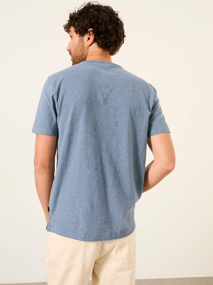 FatFace Henley Blue Denim Woodside Slub Tshirt - Image 2 of 6